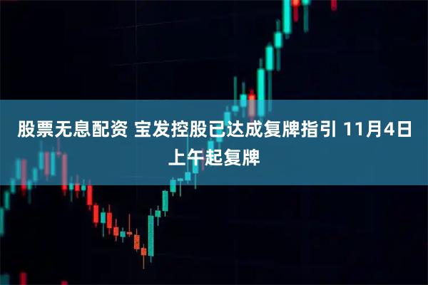 股票无息配资 宝发控股已达成复牌指引 11月4日上午起复牌
